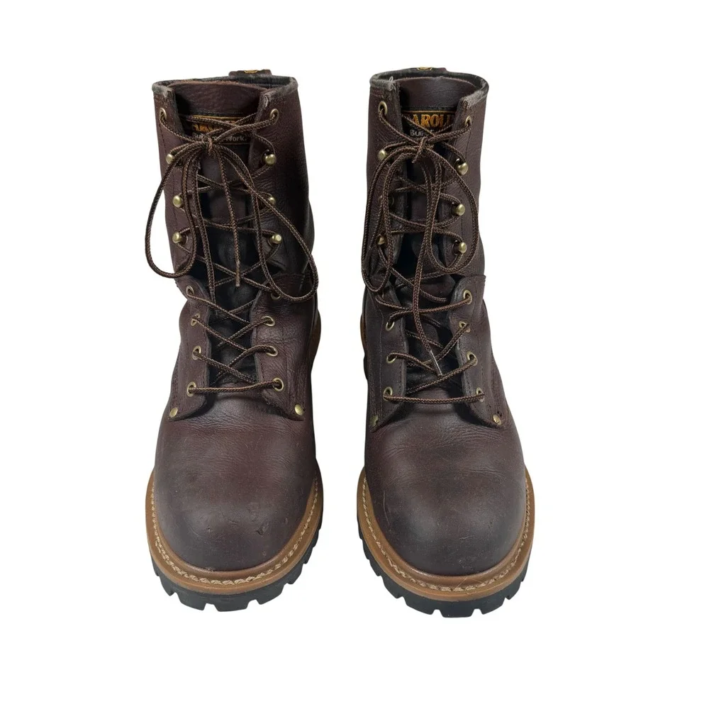 Carolina Mens 1821 Logger Work Boots Brown Leather Lace Up Steel Toe 11 D